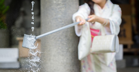 Water purification at entrance of Japanese temple #3