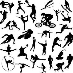 Set of sport people silhouette vector