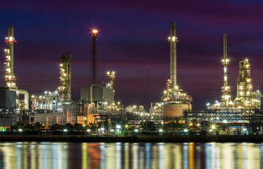 Obraz na płótnie Canvas Oil refinery or petrochemical industry with ship in thailand. fo