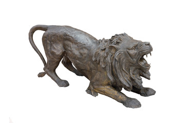Stock Photo:a copper lion sculpture