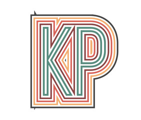 KP Retro Logo with Outline. suitable for new company. vector
