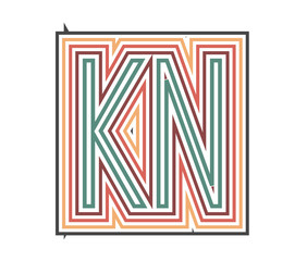 KN Retro Logo with Outline. suitable for new company. vector