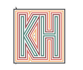KH Retro Logo with Outline. suitable for new company. vector