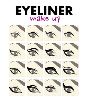 Flat eyeliner make up design samples