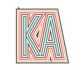 KA Retro Logo with Outline. suitable for new company. vector ill