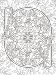 retro and elegant floral coloring page