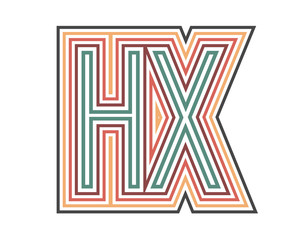 HX Retro Logo with Outline. suitable for new company. vector