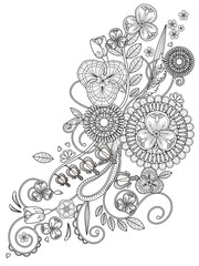 romantic floral coloring page