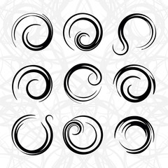 Vector spirals design elements set
