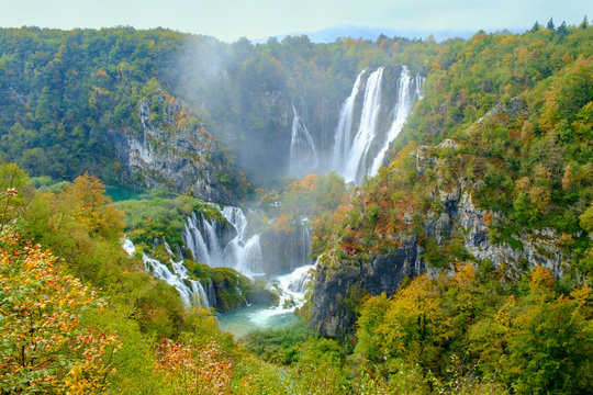 Waterfall The Plitvice Lakes