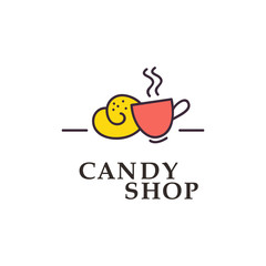 Flat simple logo template for candy shop