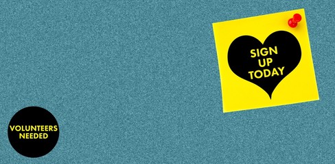 Composite image of heart sign up today