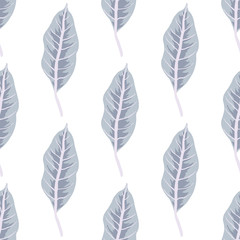 Trendy vector seamless pattern with forest plants, leaves