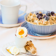 Healthy Breakfast with Boiled Egg and Granola