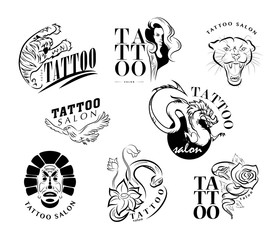 Collection of tattoo signs and logo design
