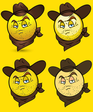 Old Cowboy Robber Smiley Vector Set