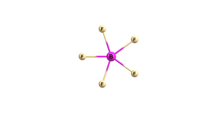 Bromine pentafluorid molecular structure isolated on white