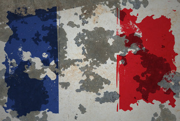 French, grunge flag