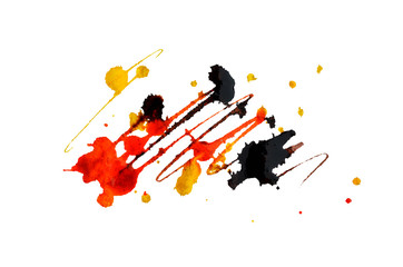 Abstract splashes of watercolor on white background