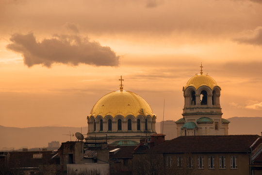 dome of a church at sunrise