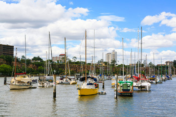 Fototapeta na wymiar Boats on Brisbane River