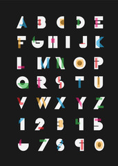 Color alphabetic fonts and numbers. Vector eps10 illustrator.
