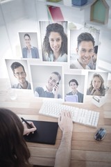 Composite image of portrait of business people 