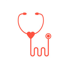 red stethoscope icon isolated on white background