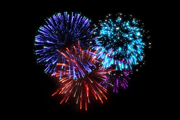 colorful fireworks at celebration midnight. - obrazy, fototapety, plakaty