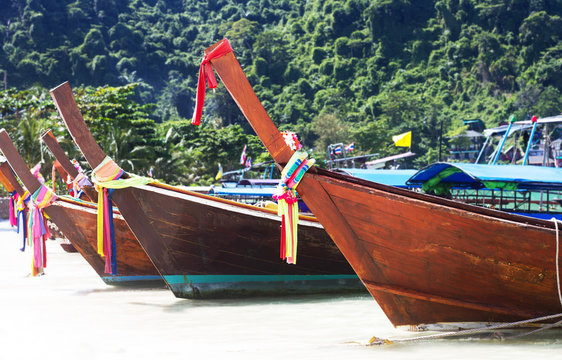 Long boat at beach Phi Phi Islands,Thailand
