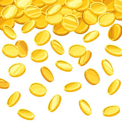 Background with fallen golden coins. Vector illustration.