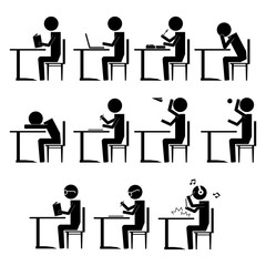various students beaviour inside class infographic icon vector sign symbol pictogram