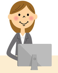 スーツの女性（上半身）　パソコン