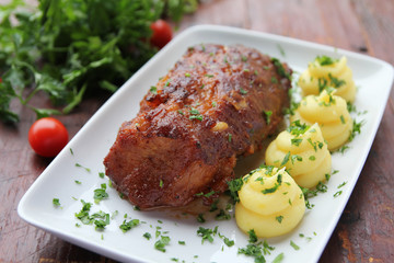 Pork Roast with Vegetables and Spices
