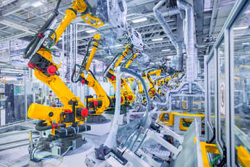 robots in a car plant