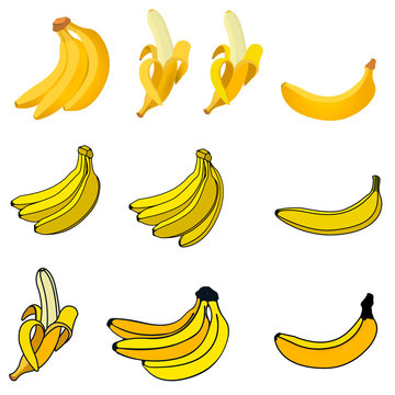 Set of the fresh banana icons