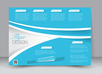 Flyer, brochure, magazine cover template design landscape orientation for education, presentation, website. Blue color. Editable vector illustration.