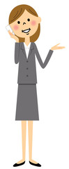 スーツの女性（全身）　電話