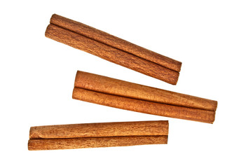 Cinnamon sticks on white background