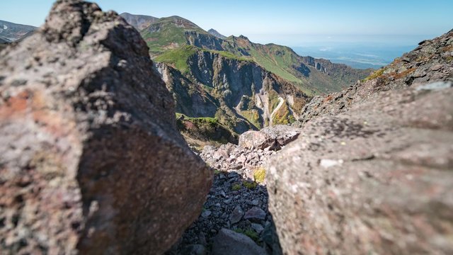 大雪山国立公園の黒岳山頂からみた桂月岳の北側の崖のタイムラプス