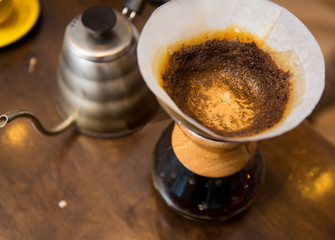 close up of coffeemaker and coffee pot
