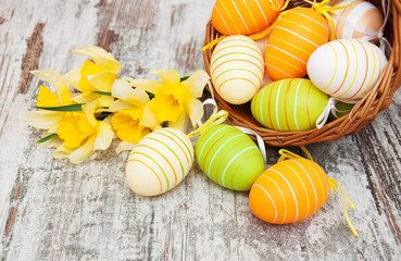 Basket with easter eggs