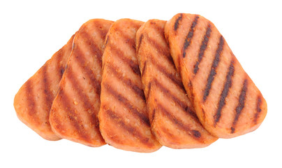 Slices Of Fried Spam Pork Luncheon Meat