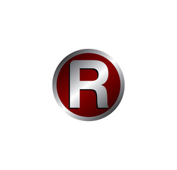 R letter red silver circle
