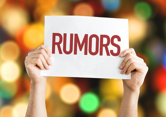 Rumors placard with bokeh background