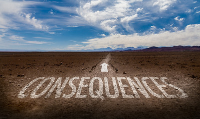 Consequences written on desert road