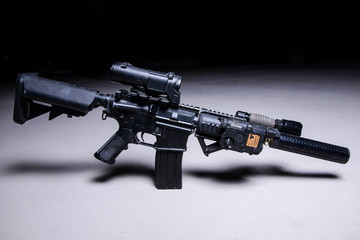Assault rifle with silencer and optical scope/Assult automatic rifle with silencer,scope and tactical light