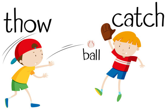 Boys throwing and catching ball