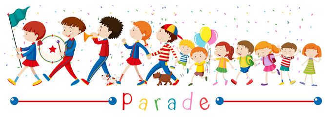 Fototapeta premium Children and the band in the parade