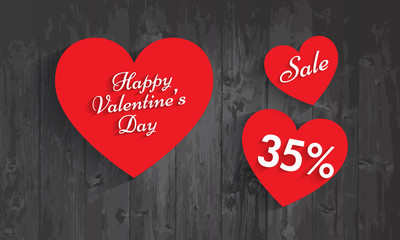Valentine`s day sale, 35  percent discount. Vector EPS 10.